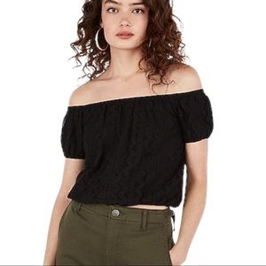 Express Black Lace Off Shoulder Top